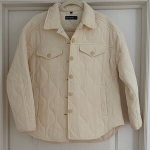Blank NYC womens Beige Quilted Shirt Jacket